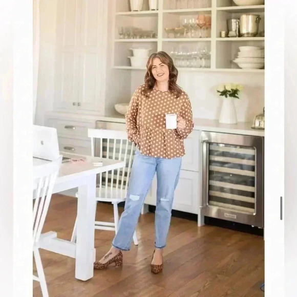 Joe Fresh x Jillian Harris Mindy Polka Dot Peplum Top - Picture 3 of 6